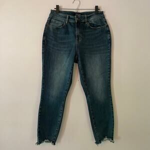 Judy Blue Women size 14W Skinny Fit Dark Wash Jeans Preppy Frayed Curvy Stretchy